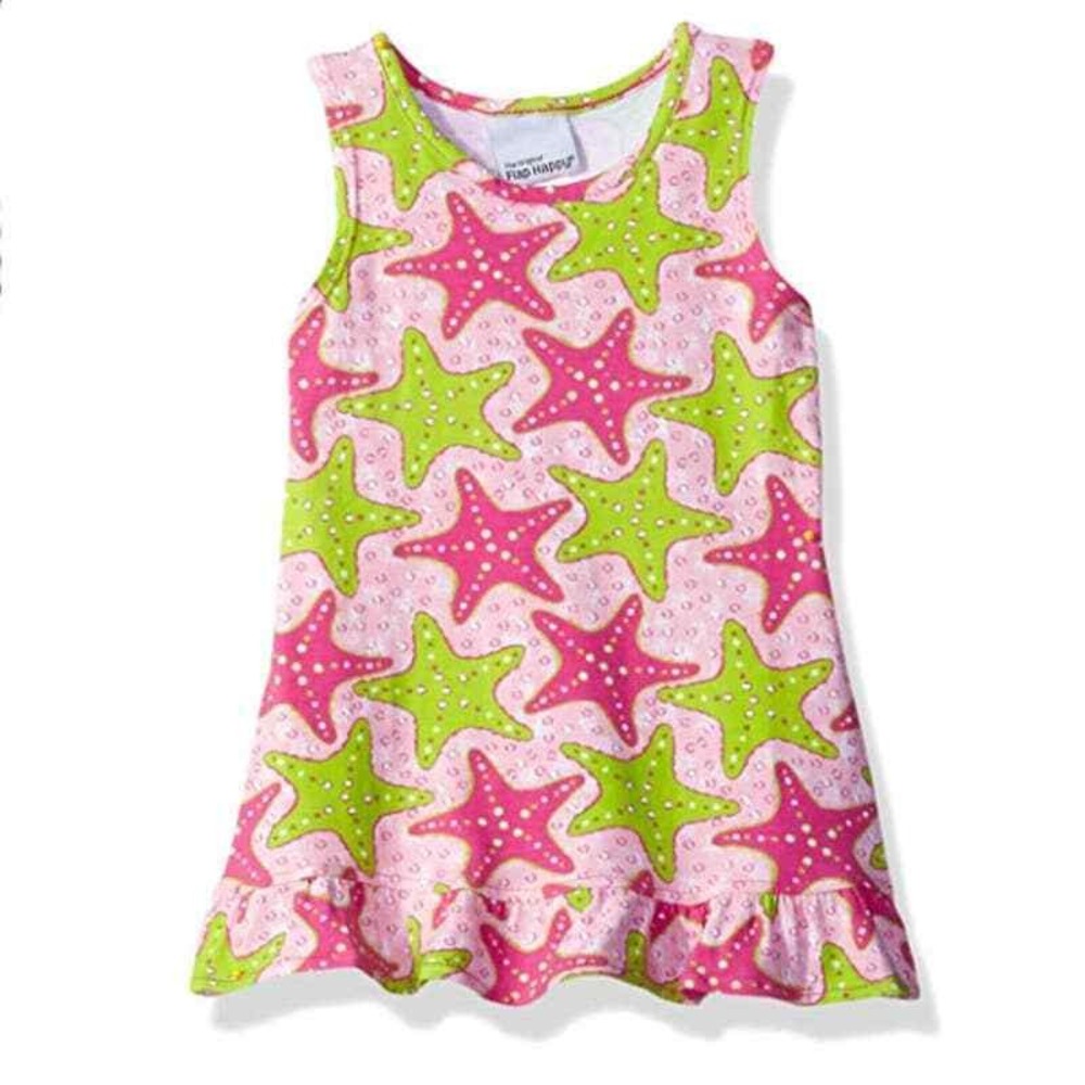 Flap Happy Baby Dress Girls 12m Starfish UPF 50+‎ Tee Swim Beach Pink Green NWT